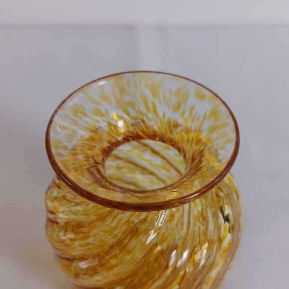 Vintage Studio Art Glass Signed Andreani Dated 2000 Spatter Swirl Mini Vase 3.5" - Picture 3 of 8